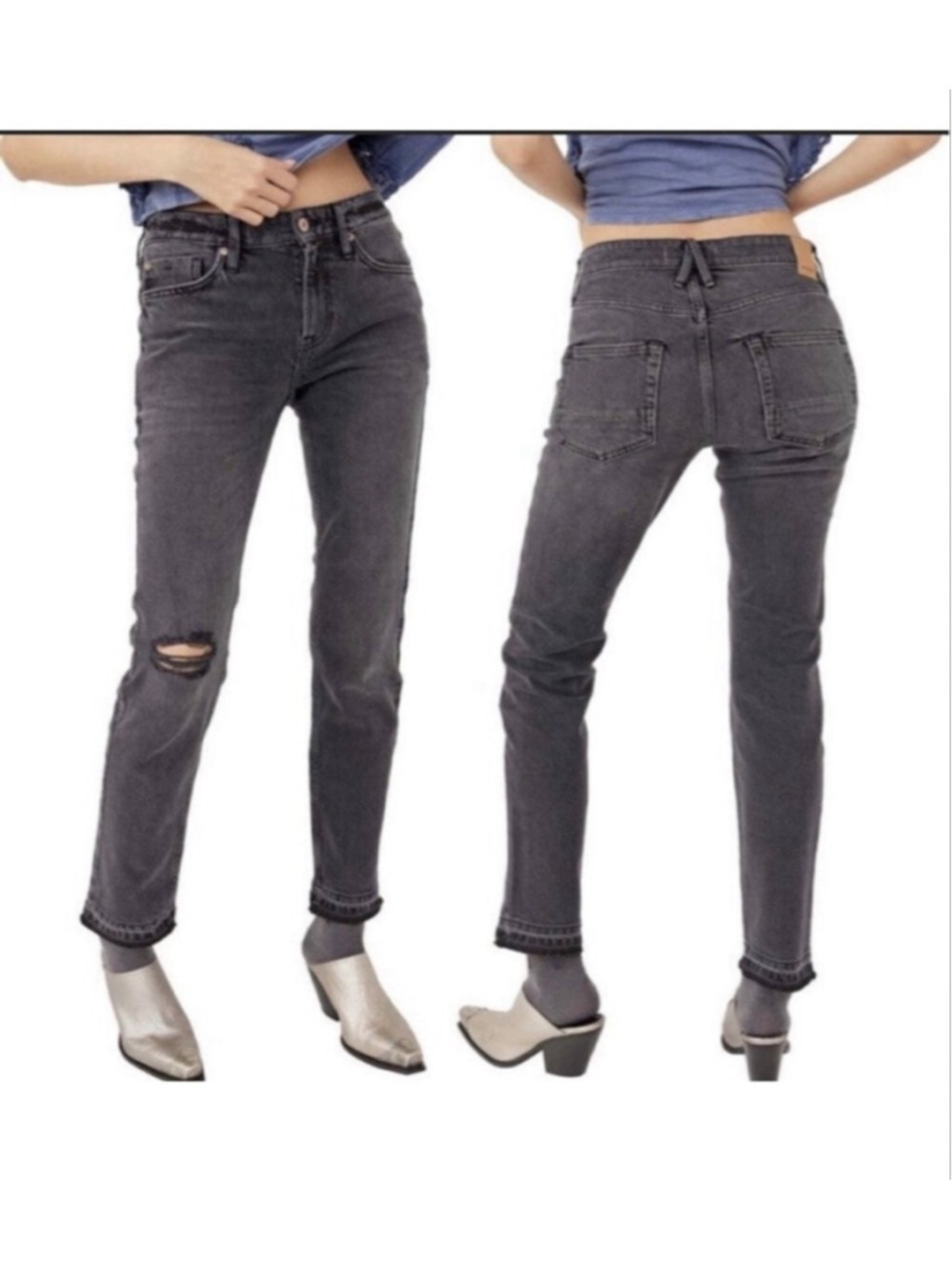 Free People Womens Charcoal Slim Jeans